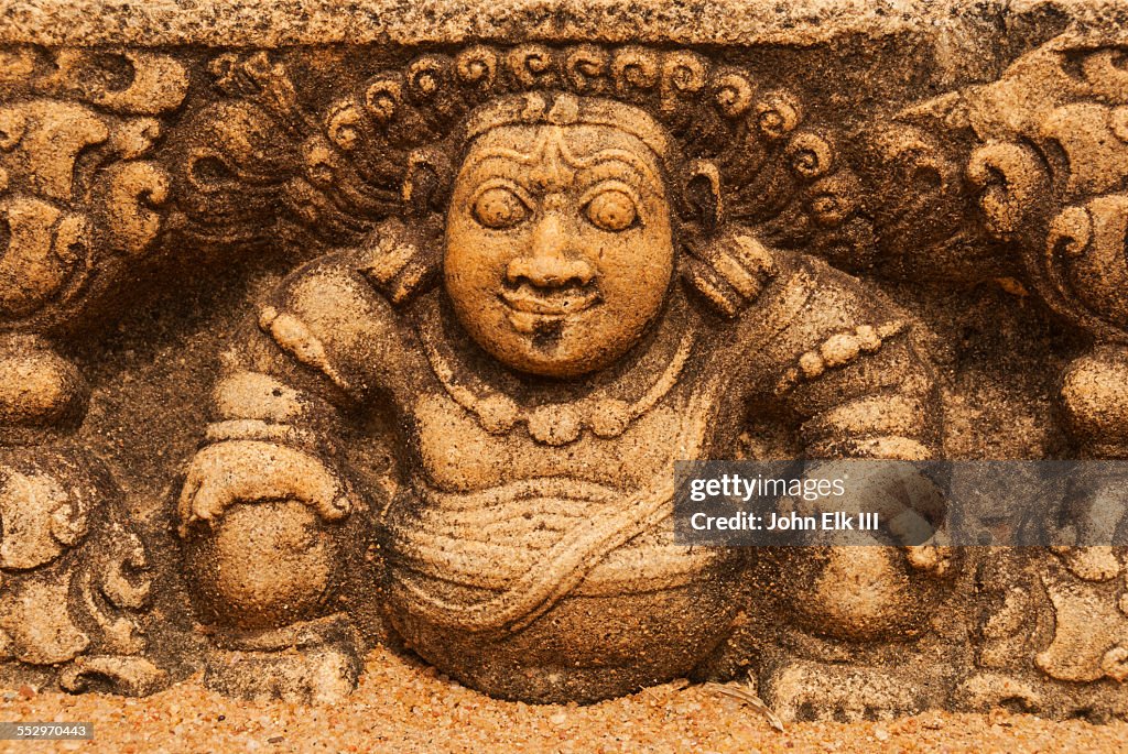 Mahasena Palace, guardian figure in carved relief