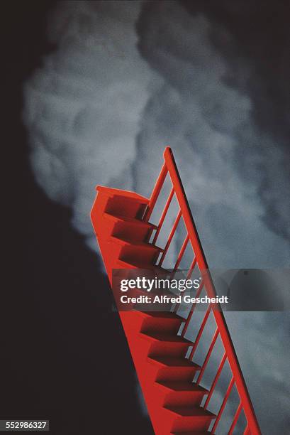 Red staircase leading to the clouds, 1982.