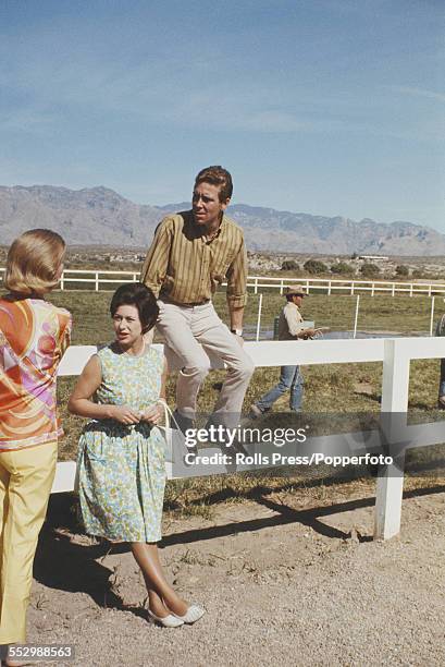 Princess Margaret and her husband Antony Armstrong-Jones, 1st Earl of Snowdon pictured together at an Arizona ranch during their visit to the United...