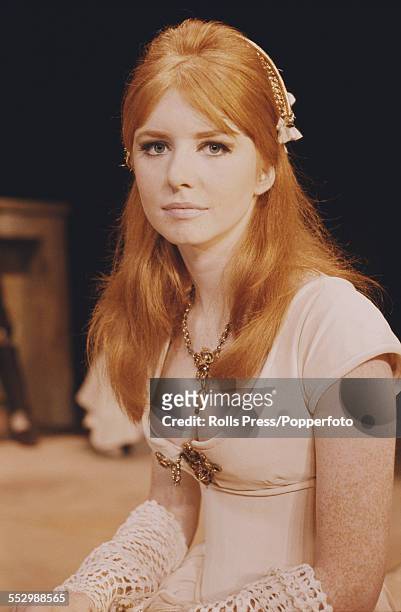 English actress Jane Asher pictured dressed in character as Perdita during a production of William Shakespeare's play 'The Winter's Tale' at the...