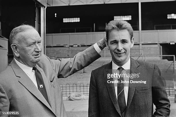 Derby County F.C. Chairman Sam Longson with club manager Brian Clough , 1967.