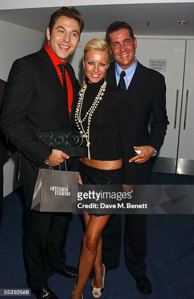 David Walliams, Denise Van Outen and Dale Winton attends the GQ Men Of The Year Awards at the Royal Opera House on September 6, 2005 in London,...
