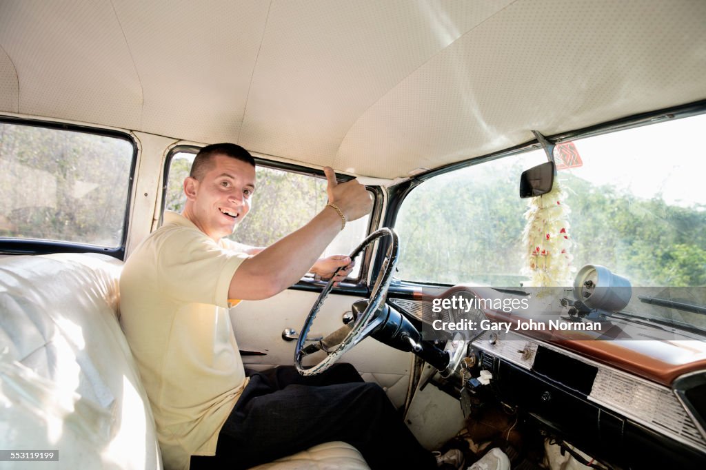 Young Cuban taxi driver