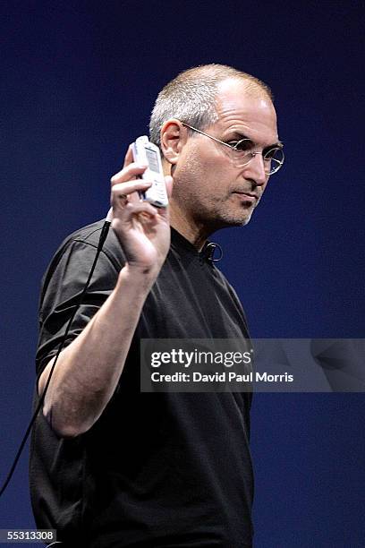 Apple CEO Steve Jobs introduces the new iPod cell phone, made by Motorola, and the new iPod nano, which is thinner than a No. 2 pencil September 7,...