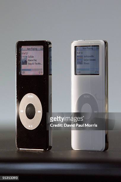 The new iPod nano is seen during an Apple press event where Apple CEO Steve Jobs introduced the new iPod cell phone, made by Motorola, and the new...