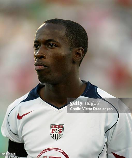 DaMarcus Beasley of the USA poses for a portrait prior to the 2006 World Cup Qualifying match against Mexico at Crew Stadium on September 3, 2005 in...