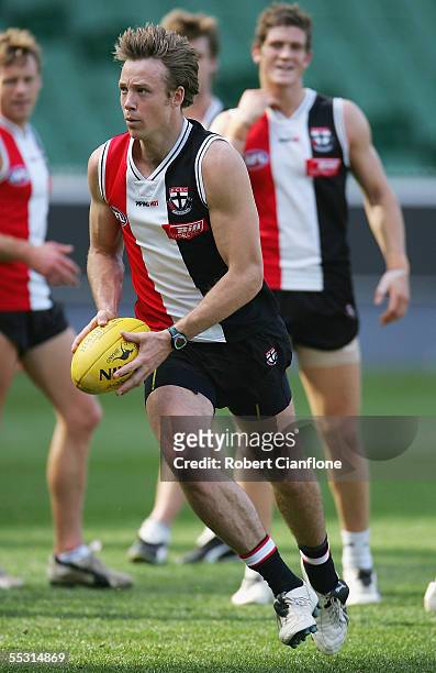 Max Hudghton of the Saints in action during the St Kilda Saints AFL training session at the MCG September 8, 2005 in Melbourne, Australia.