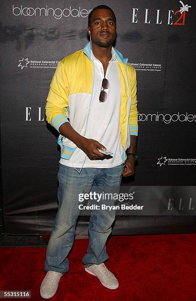 Rapper Kanye West arrives to Elle Magazine's 21st Birthday benefit celebration September 7, 2005 in New York City.