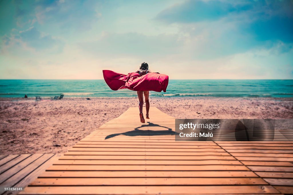 Running in the beach