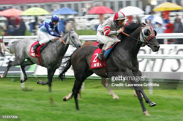 Richard Quinn on Millenary rides to victory in the GNER Doncaster Cups during The Ladbrokes St Leger Festival at Doncaster Race Course on September...