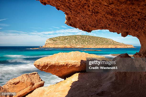 spain, ibiza, cala comte - ibiza strand stock pictures, royalty-free photos & images