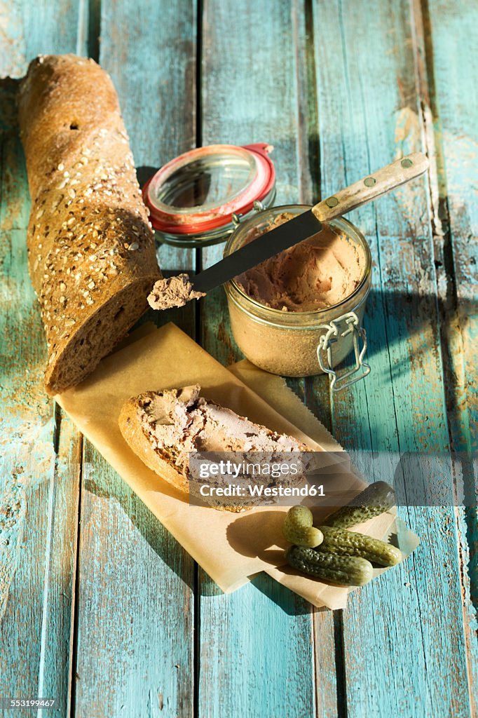 Liverwurst spread with pickled cucumber