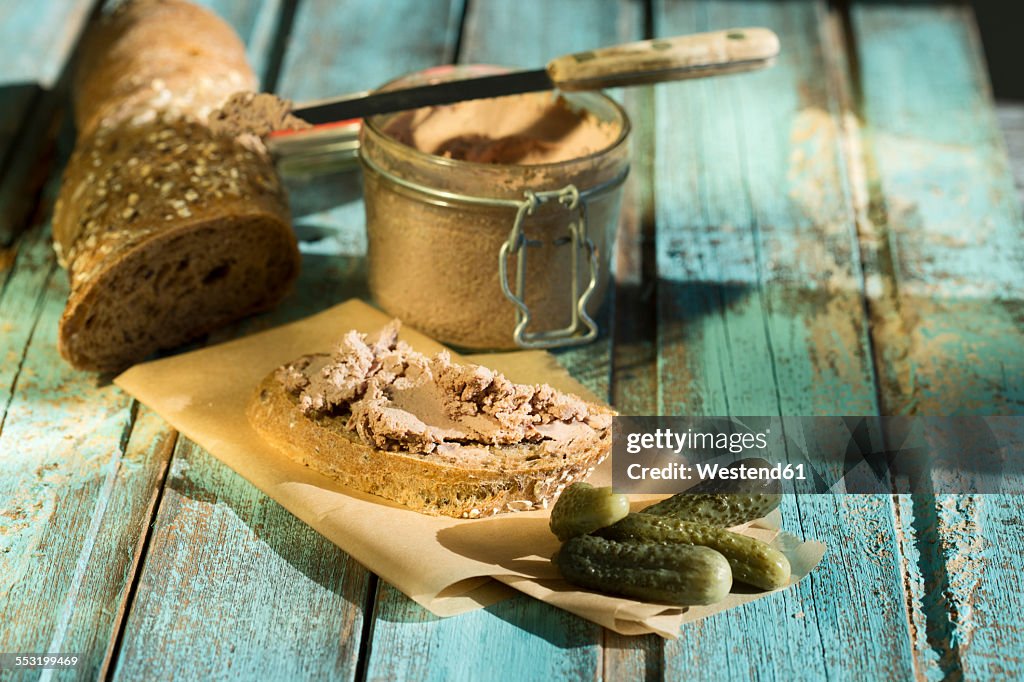 Liverwurst spread with pickled cucumber