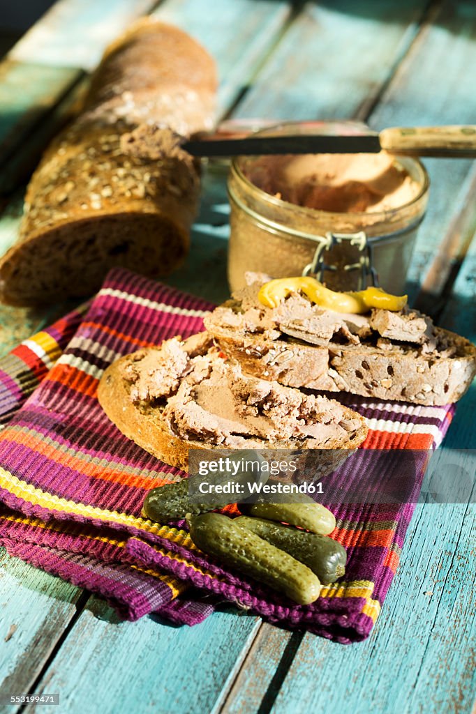 Liverwurst spread with pickled cucumber