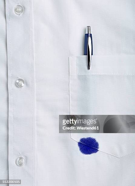 white shirt with a pen stain - white shirt stain stock pictures, royalty-free photos & images