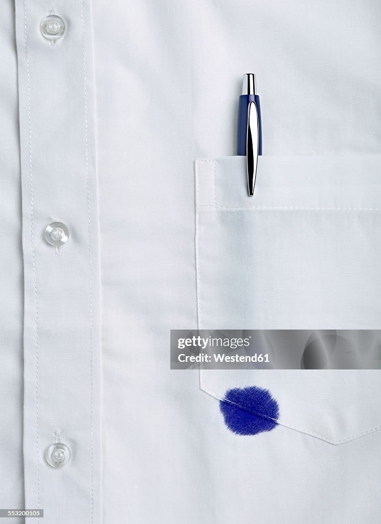 White shirt with a pen stain