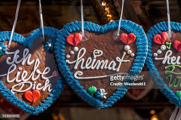 germany, bavaria, munich, gingerbread hearts at the beer fest - bavaria traditional stock pictures, royalty-free photos & images