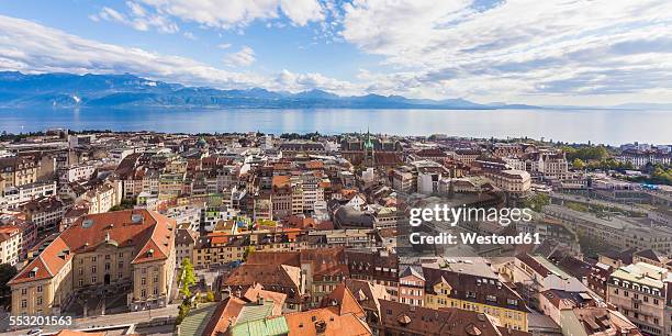 switzerland, lausanne, cityscape - lake geneva switzerland stock pictures, royalty-free photos & images