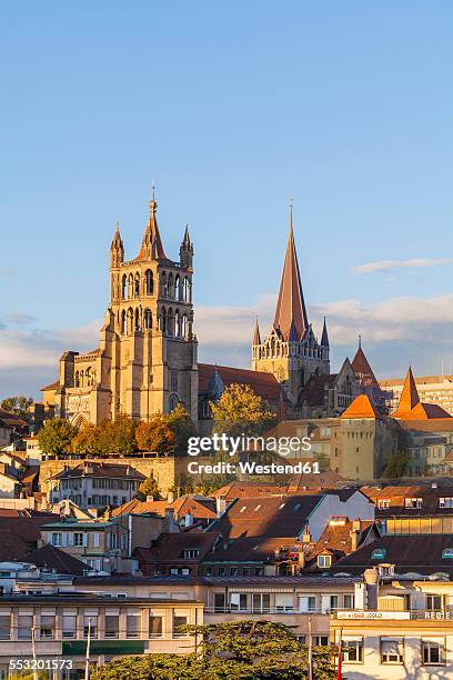 switzerland, lausanne, cathedral notre-dame - lausanne cathedral notre dame stock pictures, royalty-free photos & images
