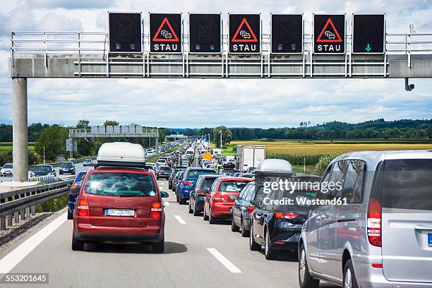 germany, bavaria, traffic jam on a9 highway between munich and nuremberg - queuing stock-fotos und bilder