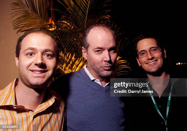 From left, Director Robin Neinstein, narrator and author Douglas Coupland, and producer Robert Cohen all of the film "Souvenir of Canada" attend the...