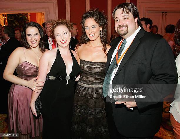 Avenue Q" cast members Michelle Lane, Rita Dolphin, Brynn O'Malley and Cole Porter, pose at the after party for the Las Vegas premiere of the Tony...