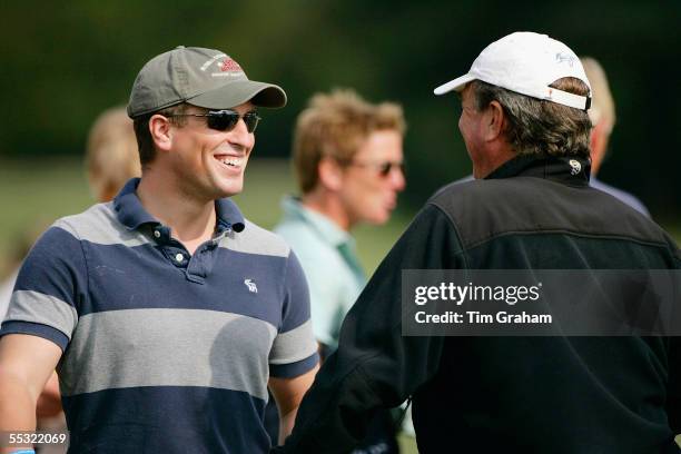 Peter Phillips and father Mark Phillips attend the European Eventing Championships held at Blenheim Palace to watch Zara Phillips compete for Britain...