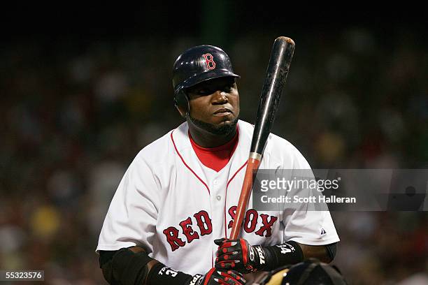 David Ortiz of the Boston Red Sox pitches during the game with the Tampa Bay Devil Rays at Fenway Park on August 30, 2005 in Boston, Massachussetts....