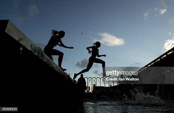 General action from the women's 3000m steeplechase during the IAAF World Athletics Final on September 9, 2005 at the Stade Louis II in Monte Carlo,...