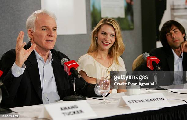 Actors Steve Martin, Claire Danes and Jason Schwartzman participate in a press conference for the film "ShopGirl" during the 2005 Toronto...