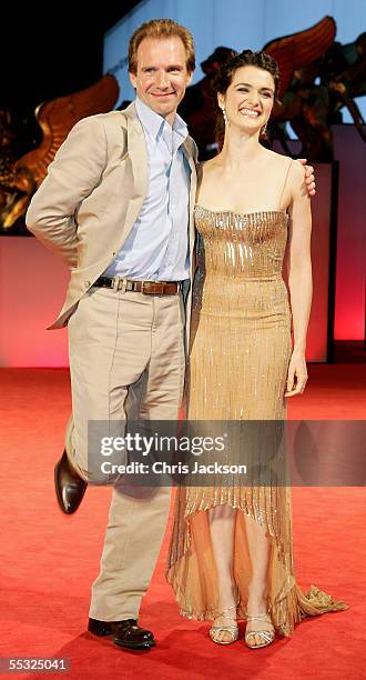 Actors Ralph Fiennes and Rachel Weisz arrive at the premiere of the in competition film "The Constant Gardener" at the Palazzo del Cinema on the...