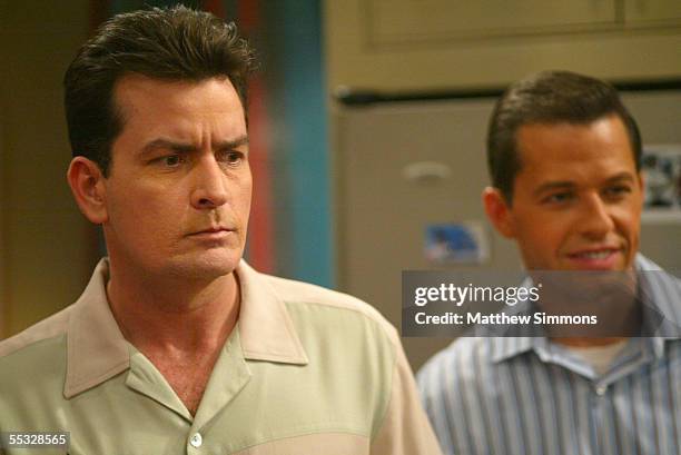 Actor Charlie Sheen attends the taping of "Two and A Half Men" on the Warner Brothers Studios lot on September 9, 2005 in Burbank, California.