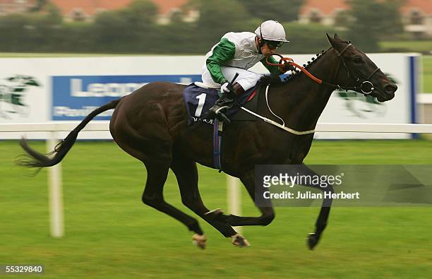 Kevin Darley and Attraction land The Coolmore Fusaichi Pegasus Matron Stakes Race run at Leopardstown Racecourse on September 10, 2005 in Dublin,...