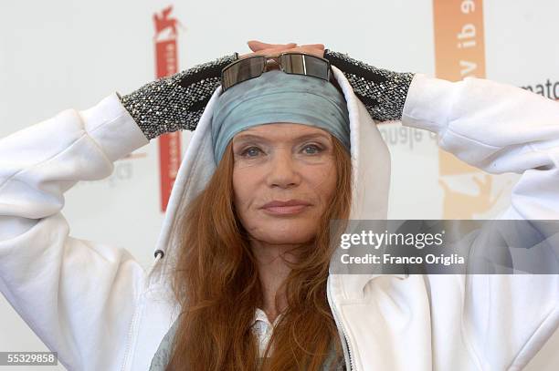 Former model and actress Veruschka poses at a photocall for her movie "Veruschka Ein Inszenierter Korper" on the final day of the 62nd Venice Film...
