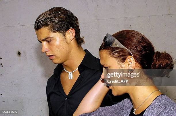 Portuguese international and Manchester United footballer Cristiano Ronaldo and his sister Elma arriving at the funeral of their father at the St...