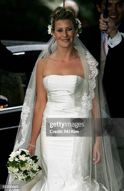 Sara Buys arrives at her wedding to The Duchess of Cornwall?s son, Tom Parker Bowles, at St. Nicholas Church, Henley-on-Thames on September 10, 2005...