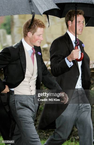 Princes William and Harry attend the wedding of The Duchess of Cornwall?s son, Tom Parker Bowles, to magazine executive Sara Buys at St. Nicholas...