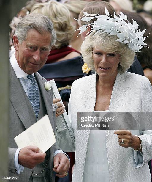 Prince Charles, Prince of Wales and Camilla, Duchess of Cornwall leave the wedding of her son, Tom Parker Bowles, to magazine executive Sara Buys at...