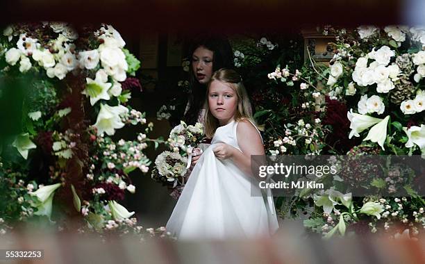 Bridesmaids are seen at the wedding of Tom Parker-Bowles to Sara Buys on September 10, 2005 in Oxfordshire, England. Their marriage ceremony was held...