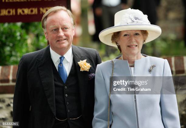 Andrew Parker-Bowles, the father of the groom, and his wife Rosemary at the wedding of Tom Parker-Bowles to Sara Buys. The marriage ceremony was held...