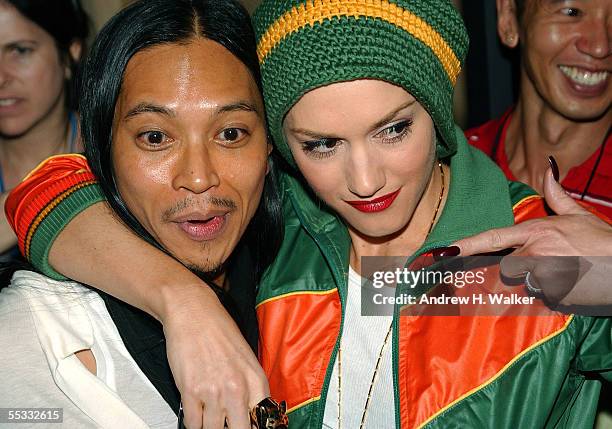 Zaldy Goco and a model pose backstage at the Zaldy 2006 Spring show during Olympus Fashion Week at the Altman Building September 10, 2006 New York...