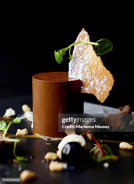 chocolate mousse desert - chocolate mousse stock pictures, royalty-free photos & images