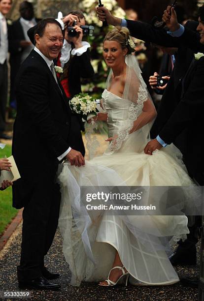 Sara Buys arrives for her wedding to Tom Parker-Bowles, son of Camilla, Duchess of Cornwall, at St. Nicholas's Church on September 10, 2005 in...