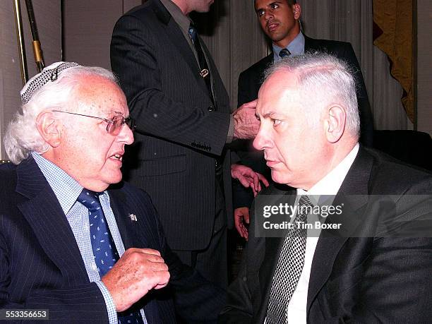 Billionaire junk bond trader and philanthopist Ira Rennert talks with former Israeli Prime Minister Benjamin Netanyahu at the Gateways anniversary...