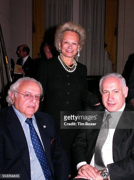 Billionaire junk bond trader and philanthopist Ira Rennert and his wife, Ingeborg, pose with former Israeli Prime Minister Benjamin Netanyahu at the...