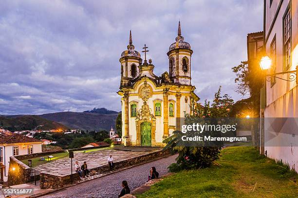 view of são francisco de assis church - ouro preto stock pictures, royalty-free photos & images