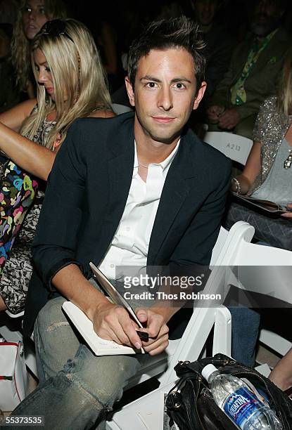 Eric Nicholson of Mary Claire attends the Sass & Bide Spring 2006 fashion show during Olympus Fashion Week at Bryant Park September 10, 2005 in New...