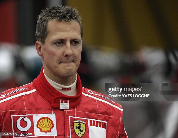 Belgium: Ferrari German driver Michael Schumacher leaves the Spa-Francorchamps racetrack after he retired from the Belgian Grand Prix, 11 September...