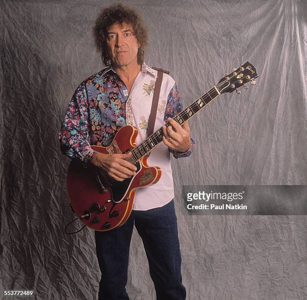 Portrait of American Blues musician Elvin Bishop as he poses at the Aire Crown Theater, Chicago, Illinois, October 12, 1990.