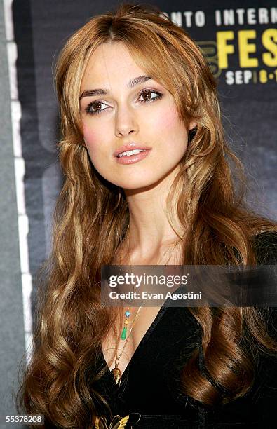 Actress Keira Knightley participates in a press conference for the film "Pride & Prejudice" during the Toronto International Film Festival September...